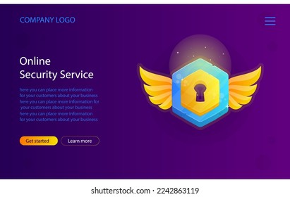 Cyber Security VPN Web App Landing Page Dark Mode Vector Design