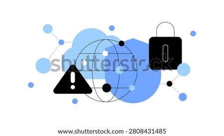 Cyber security warning. Networking safety. Simple flat illustration. Vector file.