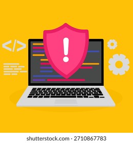 Advertencia de seguridad cibernética en la computadora portátil