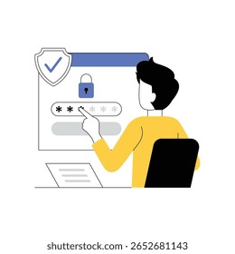Ilustração do conceito de segurança cibernética ou de segurança na Web. Proteção do acesso à Internet, prevenção de ataques cibernéticos. Ilustração da proteção de dados e da segurança da base de dados de um dispositivo digital