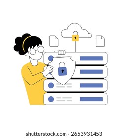 Cyber security or web security concept illustration. Protection of the internet access, cyber attack prevention. Data protection and database safety of a digital device illustration