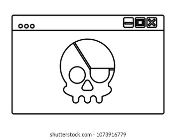 cyber security web page skull crime attack