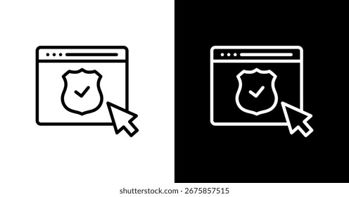 Design de conjunto de ícones brancos de segurança cibernética