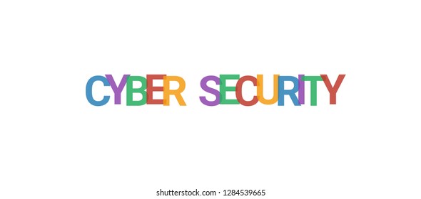 cyber-security-word-concept-colorful-cyber-stock-vector-royalty-free