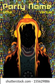 Cyber shaman trance party DJ vector flyer template
