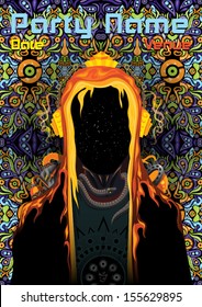 Cyber shaman trance party DJ vector flyer template