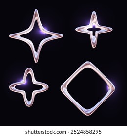 Cyber ​​metal shapes. Futurism aesthetics, 3d vector illustration