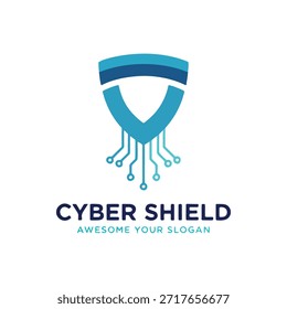Cyber Shield Circuitry Logo Design