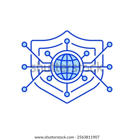 Cyber Shield Filled Line Icon. linear style sign for mobile concept and web design. Outline vector icon.