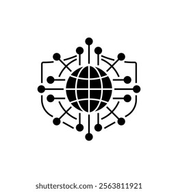 Cyber Shield Glyph Icon. linear style sign for mobile concept and web design. Outline vector icon.