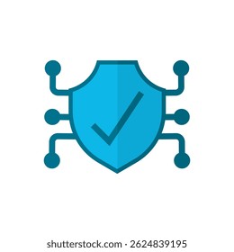 Cyber shield icon vector illustration. Cyber protection, computer defense icon vector illustration. 