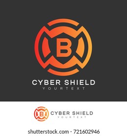 cyber shield initial Letter B Logo design