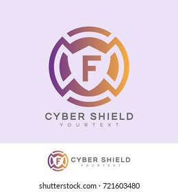 cyber shield initial Letter F Logo design