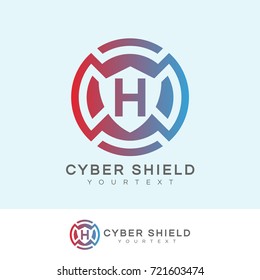 cyber shield initial Letter H Logo design