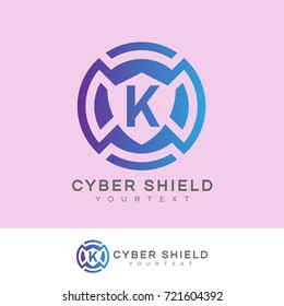cyber shield initial Letter K Logo design