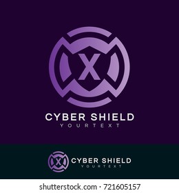 cyber shield initial Letter X Logo design