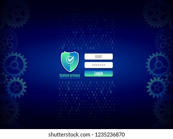 Cyber shield for internet protection. Computer data defense. Global network security. User authentication, data verification mechanism.