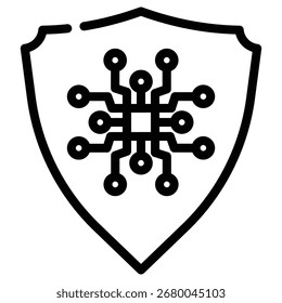 cyber shield web icon in out line style