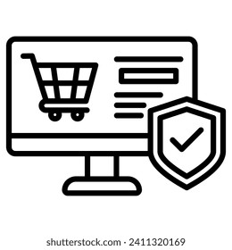 Ilustración vectorial de la línea de iconos de Cyber Shopping