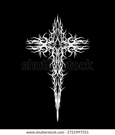 cyber sigil cross intricate patterns, neo tribal abstract symmetrical shapes vector hand drawn	