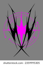 Cyber sigilism design. Neo tribal gothic style shape.