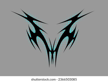 Cyber sigilism design. Neo tribal gothic style tattoo.