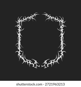 Cyber sigilismo quadro neotípica com pontas afiadas, forma quadrada, em um fundo preto, ilustração vetorial.