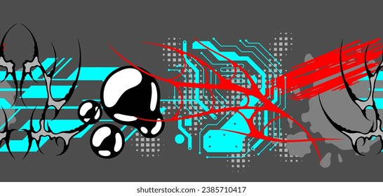 Cyber sigilism pattern. Neo tribal gothic style shape.