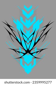 Cyber sigilism poster. Neo tribal gothic style shape.
