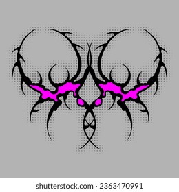 Cyber sigilism poster. Neo tribal gothic style design.