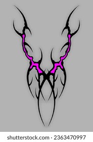 Cyber sigilism poster. Neo tribal gothic style design.