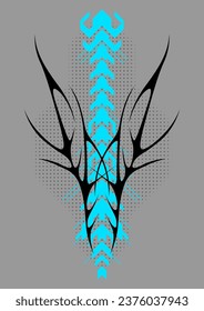 Cyber sigilism poster. Neo tribal gothic style shape.