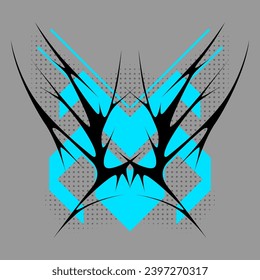 Cyber sigilism poster. Neo tribal gothic style shape.