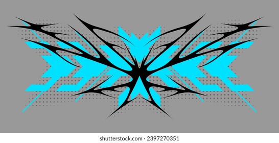 Cyber sigilism poster. Neo tribal gothic style shape.