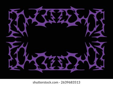 Cyber sigilism tribal frame border poster prurple clip art illustration vector streetwear clothing design tattoo ink sticker