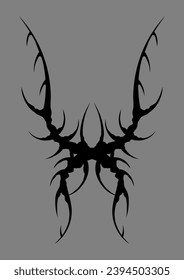 Cyber sigilism wings. Neo tribal gothic style tattoo.