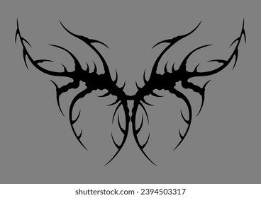 Cyber sigilism wings. Neo tribal gothic style tattoo.