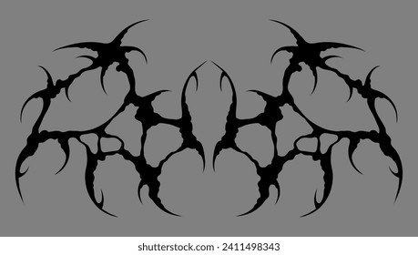 Cyber sigilism wings. Neo tribal gothic style tattoo.