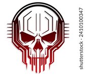 cyber skull circuit board color vector logo symbol