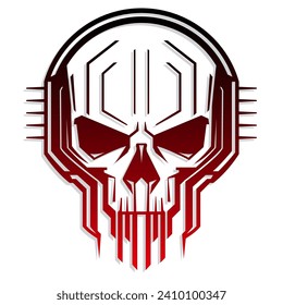 cyber skull circuit board color vector logo symbol