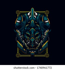 Cyber skull helmet vector illustration
