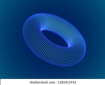 Cyber space concept: 3d digital torus consisting of glowing particles. Cyber security, big data, data storage visual concept. EPS 10, vector illustration.