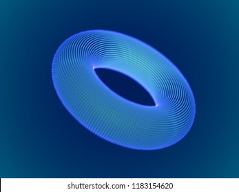 Cyber space concept: 3d digital torus consisting of glowing particles. Cyber security, big data, data storage visual concept. EPS 10, vector illustration.