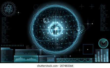 Cyber space info graphic vector template