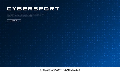 Cyber Sport banner. Dark blue gradient background with geometric pattern of random squares. Esports abstract background. Design for gaming and cybersport events. Video games. Vector illustration.