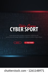 Cyber Sport banner. Esports Gaming. Video Games. Live streaming game match. Vector illustration