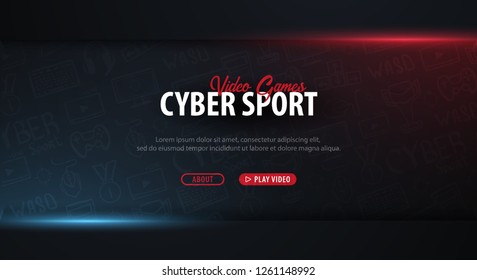 Cyber Sport banner. Esports Gaming. Video Games. Live streaming game match. Vector illustration