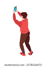 Cyber sport competition isometric composition with isolated human character of cybersport fan vector illustration
