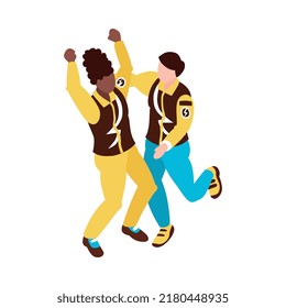 Cyber sport competition isometric composition with isolated human characters of cybersport team members vector illustration