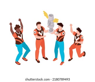 Cyber sport competition isometric composition with isolated human characters of cybersport team members vector illustration